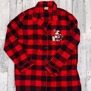 Disney women’s size M Red & Black Buffalo Plaid nightgown- holiday theme